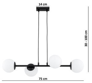 Brilagi - Lustru suspendat pe cablu MILO 4xE27/60W/230V negru