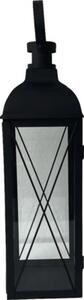 Felinar pătrat din metal Lafiora 12x35 cm negru