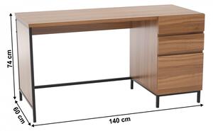 Birou, măsuţă, masă PC, negru şi stejar, 140 cm - TP276984