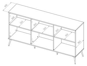 Comoda cu 3 usi moderna lux ,pal alb alpin auriu , picioare si manere auriu, 170 cm x 88 x 40 cm, spatioasa , pentru living, dormitor , spatiu comercial, hol