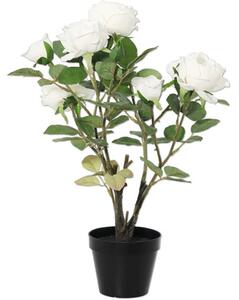 Floare artificială trandafir Lafiora în ghiveci H 48 cm alb