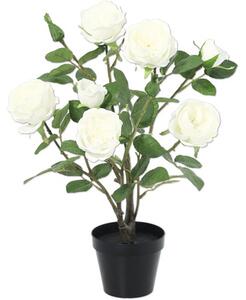 Floare artificială trandafir Lafiora în ghiveci H 48 cm alb