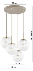 Brilagi - Candelabru suspendat pe cablu STELLA 4xE27/60W/230V bej/auriu