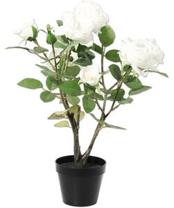 Floare artificială trandafir Lafiora în ghiveci H 48 cm alb