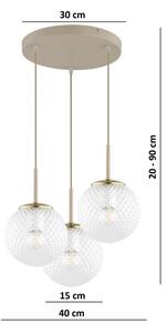 Brilagi - Lustră suspendată pe cablu STELLA 3xE27/60W/230V bej/auriu