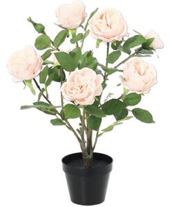 Floare artificială trandafir Lafiora în ghiveci H 48 cm roz
