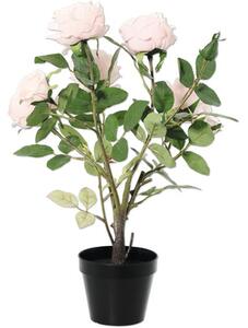 Floare artificială trandafir Lafiora în ghiveci H 48 cm roz