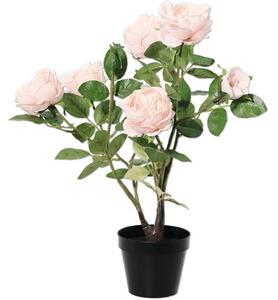 Floare artificială trandafir Lafiora în ghiveci H 48 cm roz