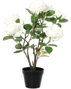 Floare artificială trandafir Lafiora în ghiveci H 48 cm alb
