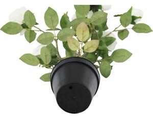 Floare artificială trandafir Lafiora în ghiveci H 48 cm alb