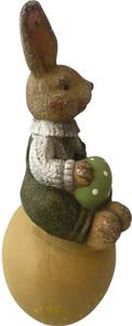 Figurină iepure pe ou Lafiora H 35 cm galben