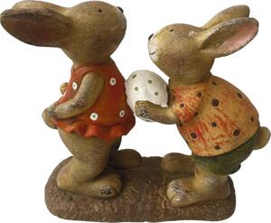 Figurină iepuri Lafiora 37x15x34,5 cm maro