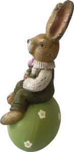 Figurină iepure pe ou Lafiora H 35 cm verde
