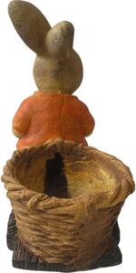 Figurină iepure cu coș Lafiora 39,5x19x41 cm maro