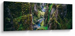 Tablou - Râu într-o vale stâncoasă (cu ceas) (90x30 cm)