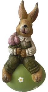 Figurină iepure pe ou Lafiora H 35 cm verde