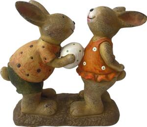 Figurină iepuri Lafiora 37x15x34,5 cm maro