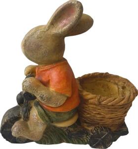 Figurină iepure cu coș Lafiora 39,5x19x41 cm maro