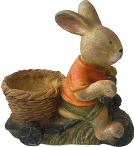 Figurină iepure cu coș Lafiora 39,5x19x41 cm maro