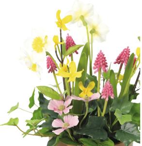 Aranjament plante artificiale Lafiora în ghiveci H 28 cm roz/ galben