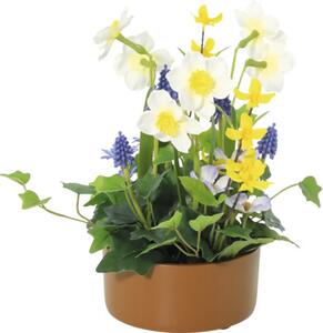 Aranjament plante artificiale Lafiora în ghiveci H 28 cm lila/ galben