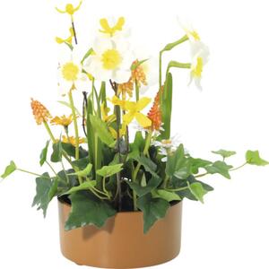 Aranjament plante artificiale Lafiora în ghiveci H 28 cm portocaliu/ galben