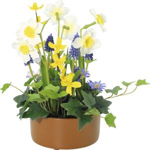 Aranjament plante artificiale Lafiora în ghiveci H 28 cm lila/ galben