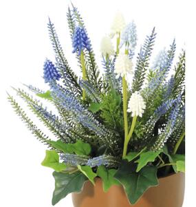 Aranjament plante artificiale Lafiora în ghiveci H 28 cm albastru