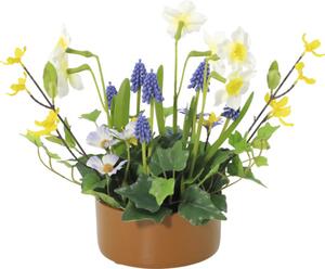 Aranjament plante artificiale Lafiora în ghiveci H 28 cm lila/ galben