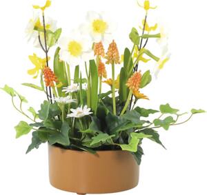 Aranjament plante artificiale Lafiora în ghiveci H 28 cm portocaliu/ galben