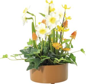 Aranjament plante artificiale Lafiora în ghiveci H 28 cm portocaliu/ galben