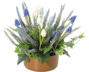 Aranjament plante artificiale Lafiora în ghiveci H 28 cm albastru