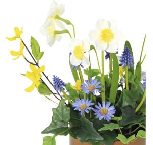 Aranjament plante artificiale Lafiora în ghiveci H 28 cm lila/ galben