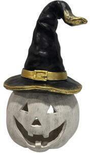 Decorațiune lumânare dovleac Halloween Lafiora 26,5x25,5x47 cm alb