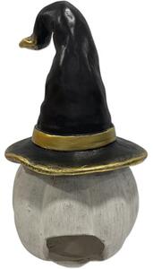 Decorațiune lumânare dovleac Halloween Lafiora 26,5x25,5x47 cm alb