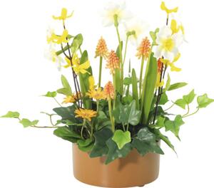 Aranjament plante artificiale Lafiora în ghiveci H 28 cm portocaliu/ galben