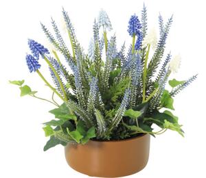 Aranjament plante artificiale Lafiora în ghiveci H 28 cm albastru
