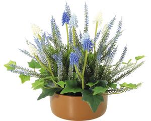 Aranjament plante artificiale Lafiora în ghiveci H 28 cm albastru