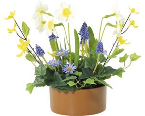 Aranjament plante artificiale Lafiora în ghiveci H 28 cm lila/ galben