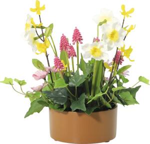 Aranjament plante artificiale Lafiora în ghiveci H 28 cm roz/ galben