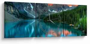 Tablou - Lac turcoaz (cu ceas) (90x30 cm)