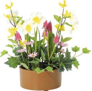 Aranjament plante artificiale Lafiora în ghiveci H 28 cm roz/ galben