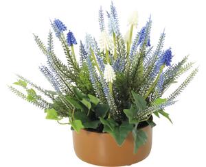 Aranjament plante artificiale Lafiora în ghiveci H 28 cm albastru
