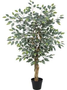 Plantă artificială Ficus benjamina în ghiveci Lafiora H 120 cm verde alb