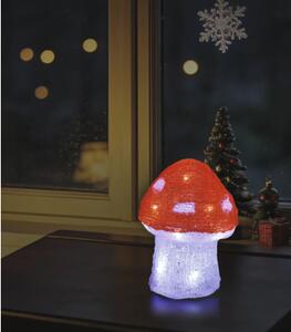 Figurină decorativă Lafiora Ciupercă LED acril H 15 cm alb roșu