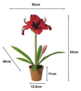 Floare artificială Amaryllis în ghiveci Lafiora H 53 cm roșu