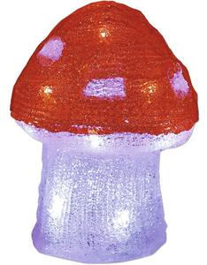Figurină decorativă Lafiora Ciupercă LED acril H 15 cm alb roșu