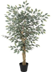 Plantă artificială Ficus benjamina în ghiveci Lafiora H 120 cm verde alb