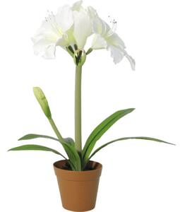 Floare artificială Amaryllis în ghiveci Lafiora H 53 cm alb