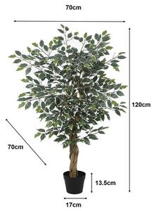 Plantă artificială Ficus benjamina în ghiveci Lafiora H 120 cm verde alb